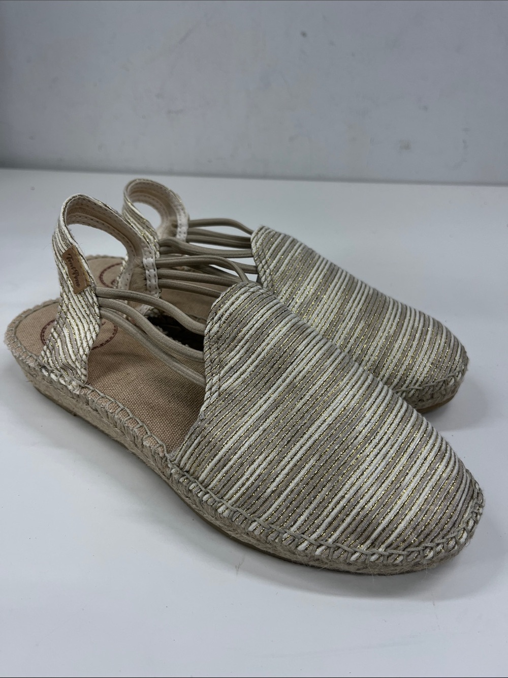 New Toni Pons Espadrilles In Tan/Gold Size EU 37(US 6.5)